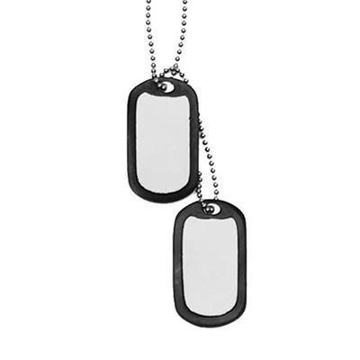 Signs identifying U.S. "DOG TAG" with silencers SILVER