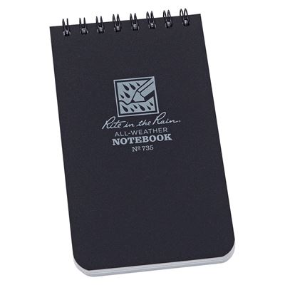 BLACK Notebook TOP-SPIRAL 3x5" Small