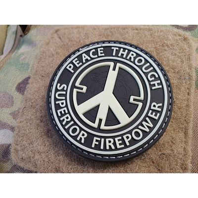 Patch PEACE THROUGH SUPERIOR FIREPOWER velcro GLOW IN THE DARK