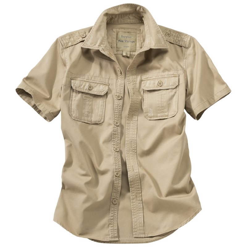 RAW VINTAGE shirt with short sleeves KHAKI SURPLUS 06-3590-74 L-11