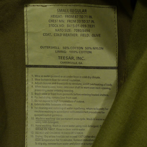Jacket U.S. M65 NYCO TEESAR OLIVE TEESAR® 10311001 L-11