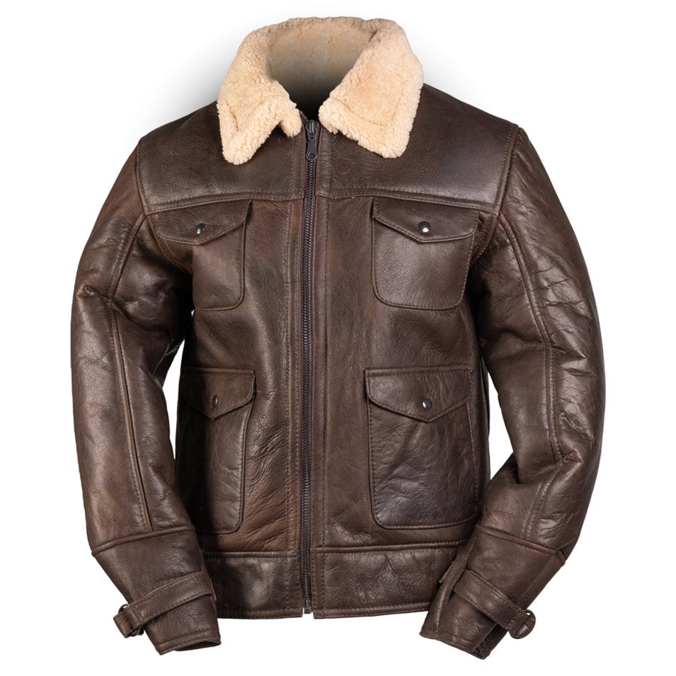 Leather jacket US NAVY A4 SHEEPSKIN BROWN MIL-TEC® 10448009 L-11