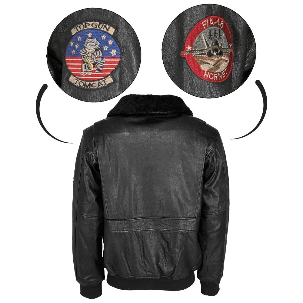 Leather pilot jacket TOP GUN BLACK MIL-TEC® 10470002 L-11