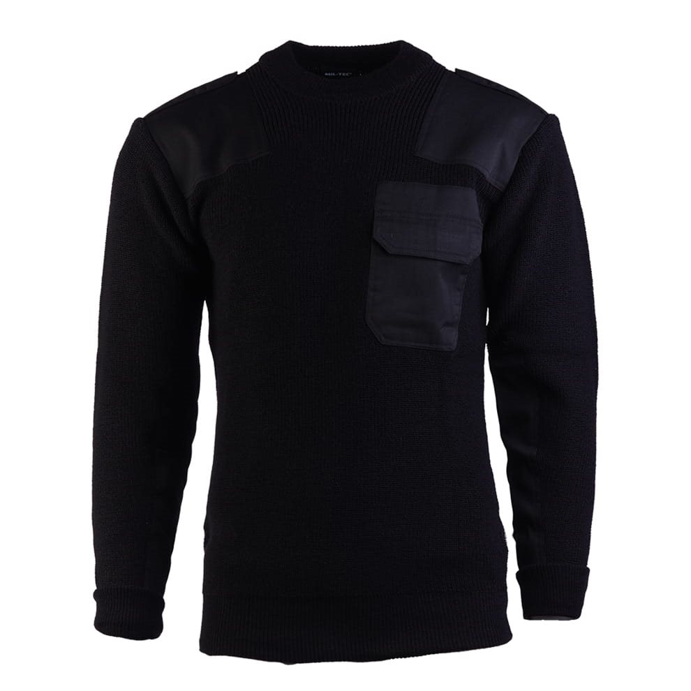 Mil Tec Military Jumper Black TACTICAL SWEATSHIRT ROUND NECK BLACK