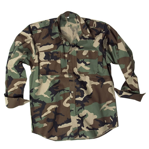 Shirt U.S. ARMY WOODLAND Button MIL-TEC® 10915020 L-11