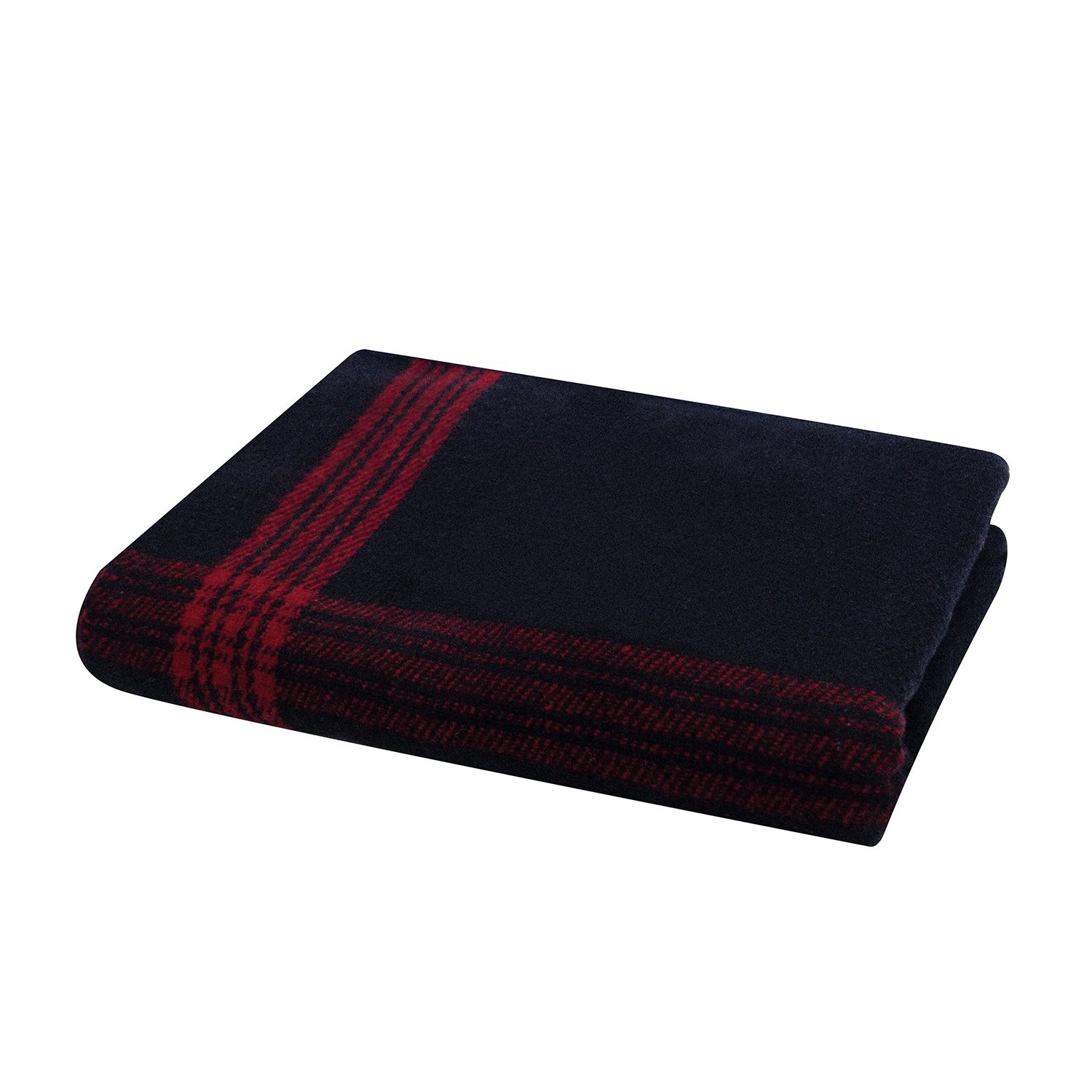 Striped Wool Blanket NAVY BLUE/RED - Main Image
