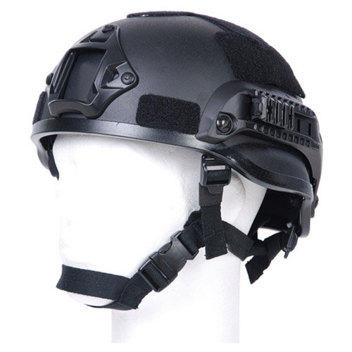 MFH US Casco MICH 2002 Nero Per Softair - Casco Da Combattimento In ABS Con Guide Laterali E Supporto NVG, Taglia Regolabile, Replica