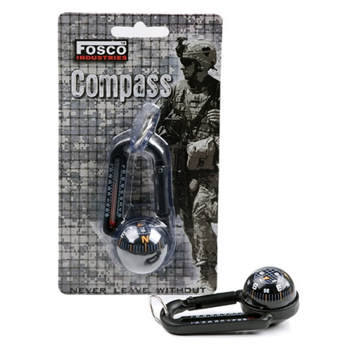 Black Carabiner Compass Thermometer 