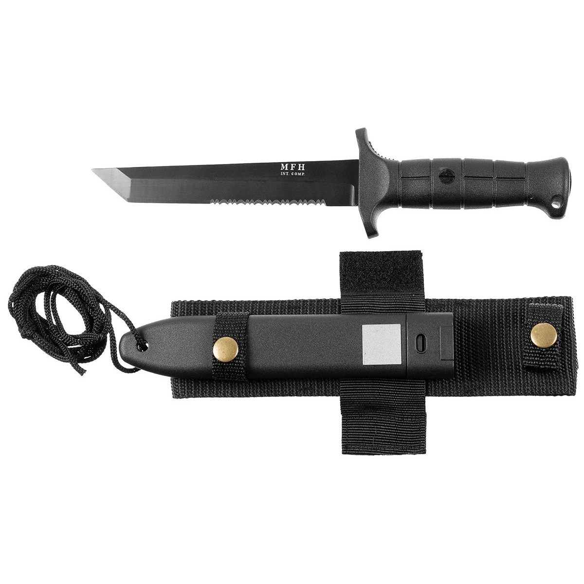 Combat Knife typ KM2000 with plastic / nylon holster BLACK MFH int. comp. 44133 L-11