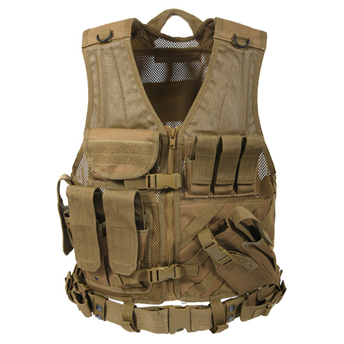 CROSS DRAW Vest Tactical COYOTE BROWN ROTHCO 4491 L-11