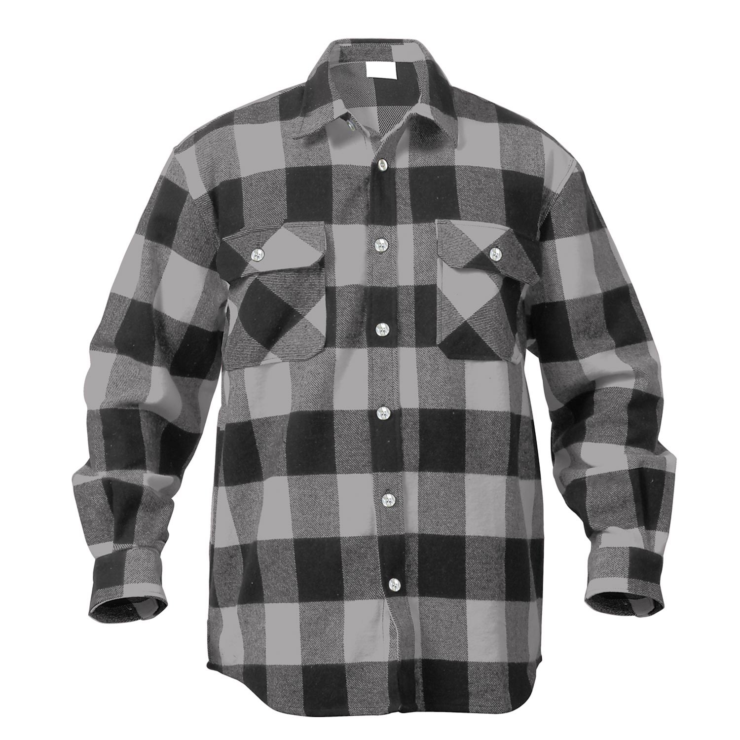 Heavyweight Buffalo Plaid Flannel Shirt GREY ROTHCO 4690 L-11