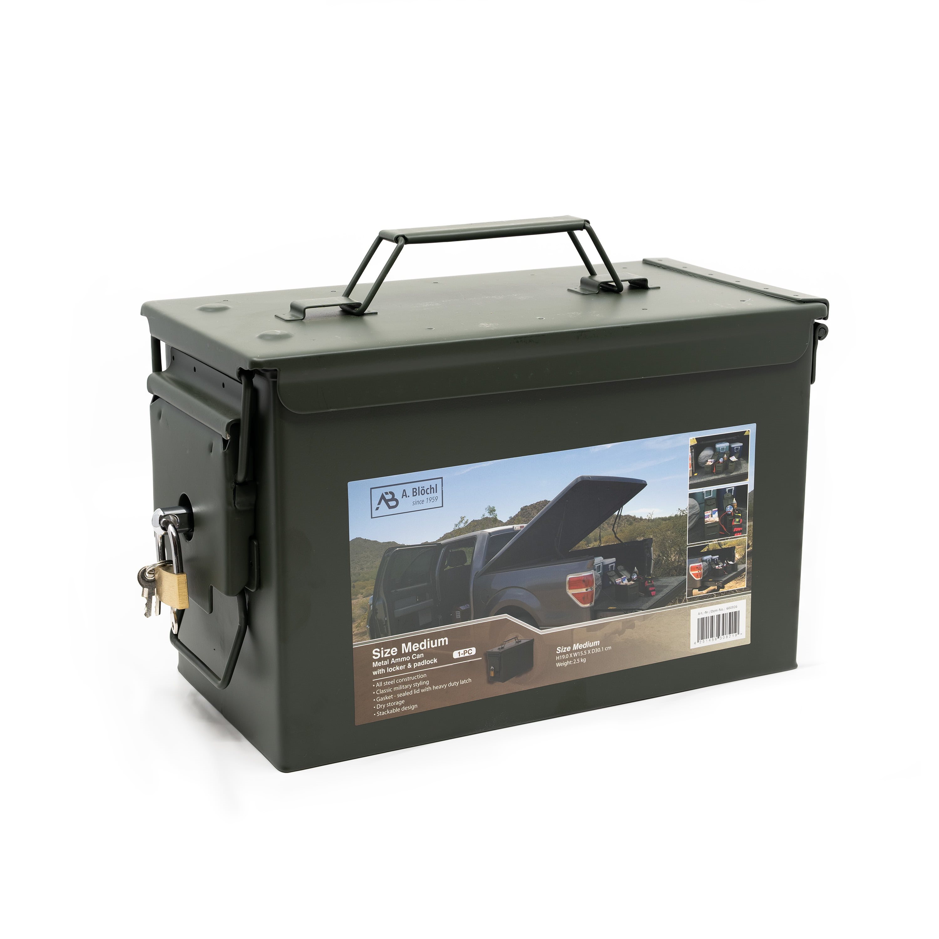 Metal Ammo Box US Lock System cal.50 GREEN AB 600928-50 L-11