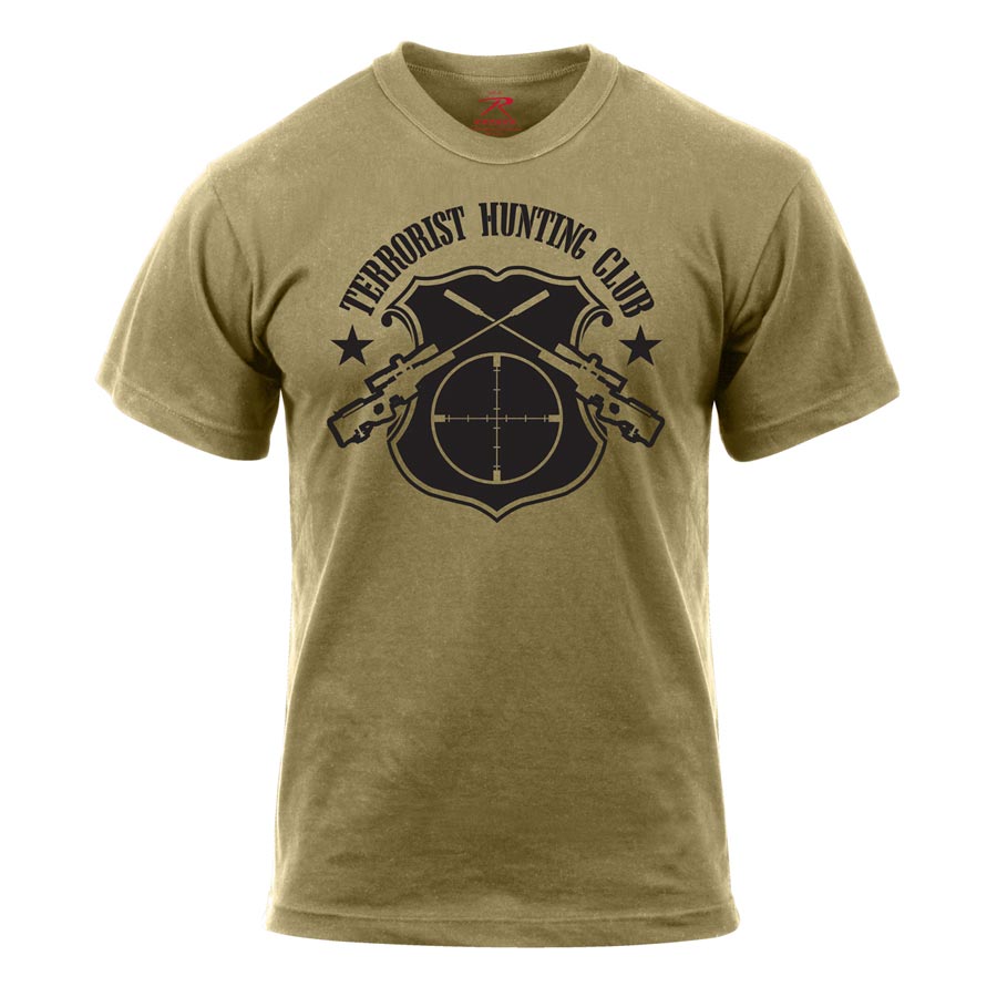 Rothco TERRORIST HUNTING CLUB T Shirt COYOTE BROWN Army surplus