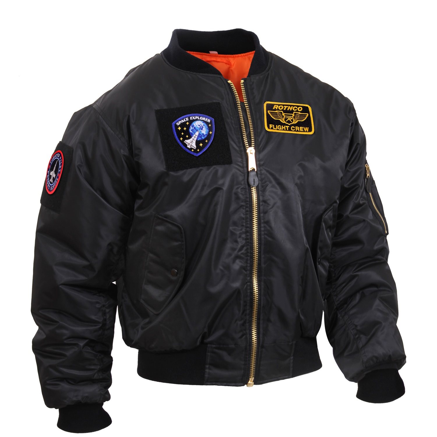 ROTHCO jacket with patches MA1 FLIGHT BLACK MILITARY RANGE