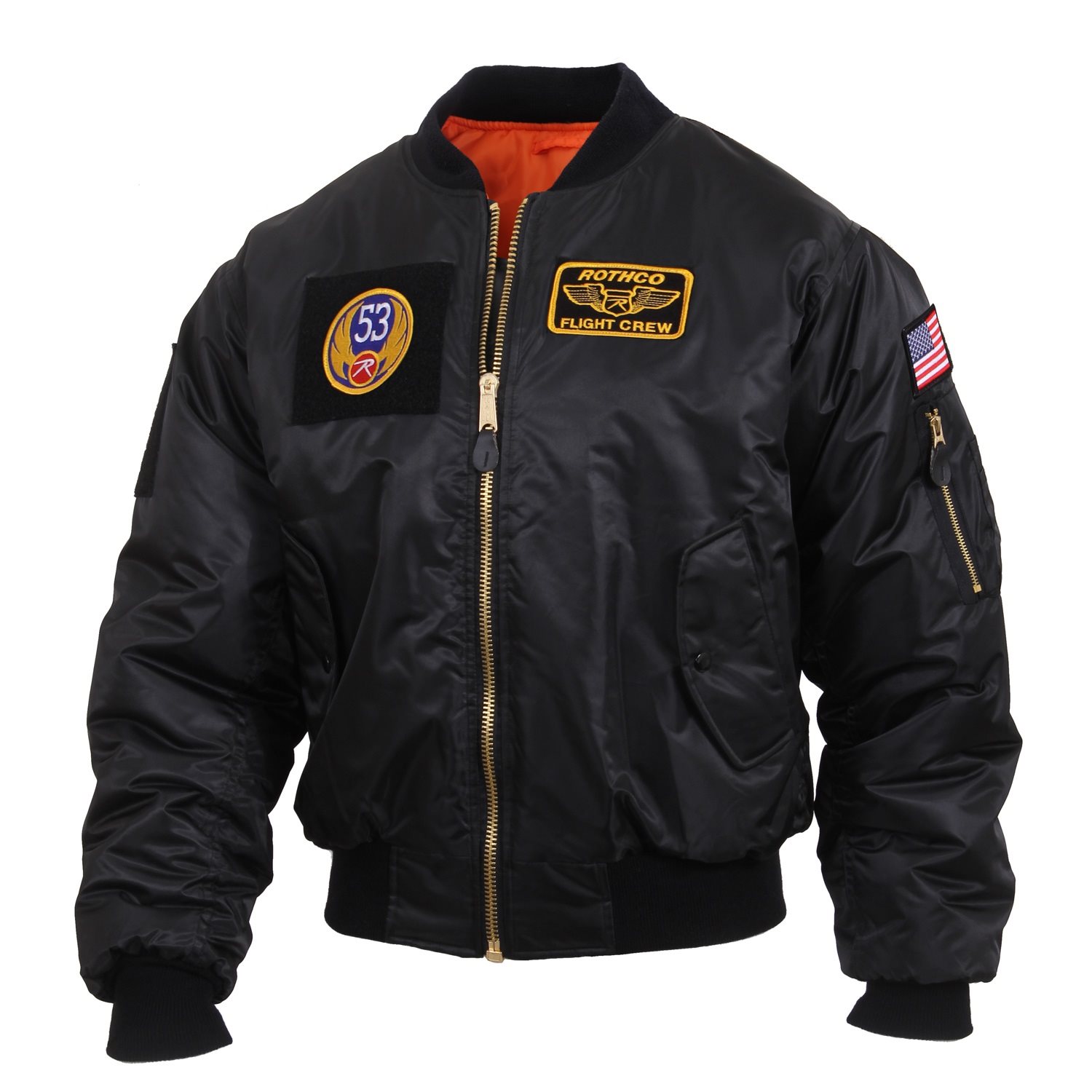Jacket with patches MA1 FLIGHT BLACK ROTHCO 7250 L-11