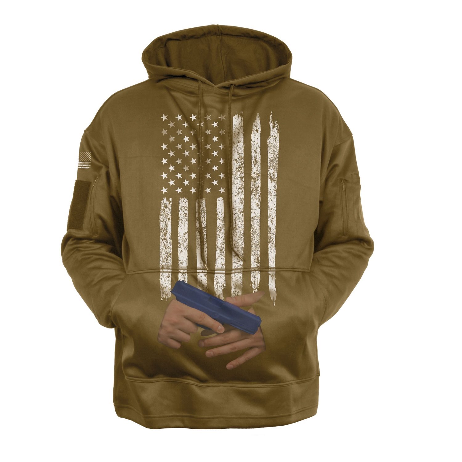 ROTHCO Concealed Carry Hoodie US flag COYOTE | MILITARY RANGE