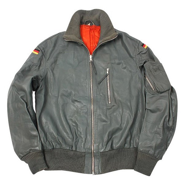BW pilot leather jacket GRAY used Bundeswehr 91049800 L-11