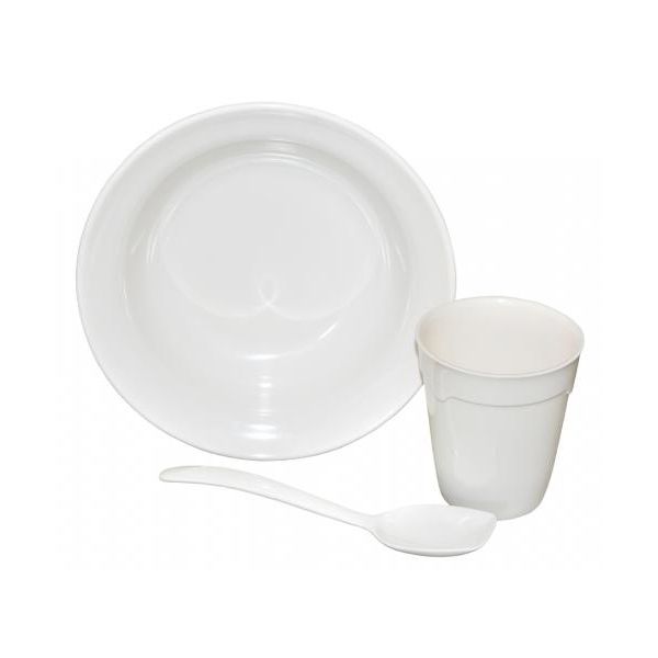 Utensils plastic MEPAL set of mug, plates and spoons WHITE Danish Army 91464350 L-11