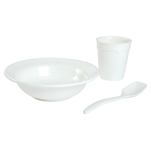 Utensils plastic MEPAL set of mug, plates and spoons WHITE Danish Army 91464350 L-11