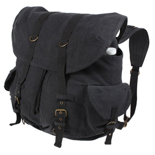 Rothco Vintage Black Canvas Messenger Bag