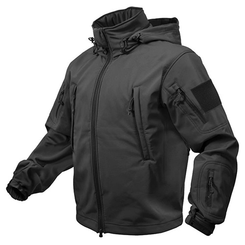 TACTICAL hooded jacket softshell BLACK ROTHCO 9767 L-11