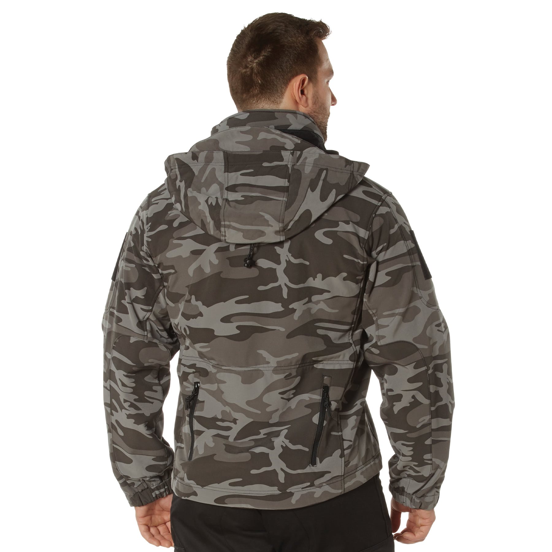TACTICAL hooded jacket softshell BLACK CAMO ROTHCO 97675 L-11