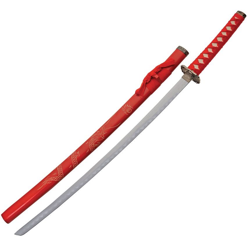 Katana DRAGON set of 3 with stand RED | Army surplus MILITARY RANGE