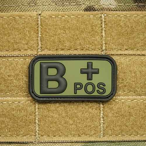 Patch BLOOD B POS Plastic OLIVE | MILITARY RANGE