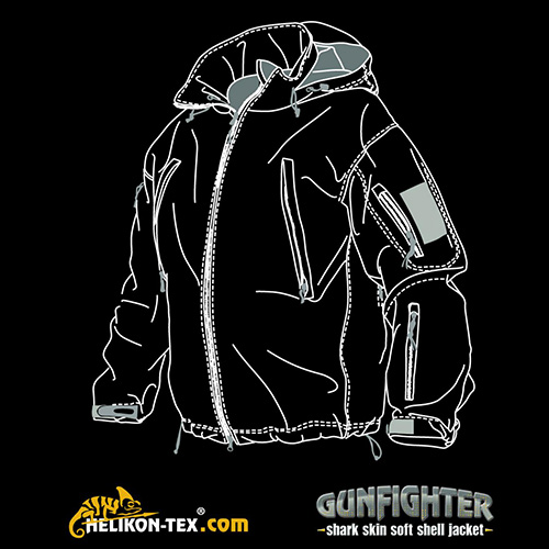 GUNFIGHTER Shark Skin Jacket BLACK Helikon-Tex® KU-GUN-FM-01 L-11