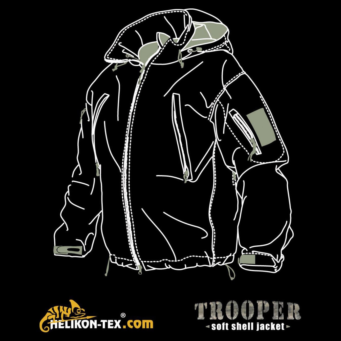 TROOPER Soft Shell Jacket BLACK Helikon-Tex® KU-TRP-NL-01 L-11