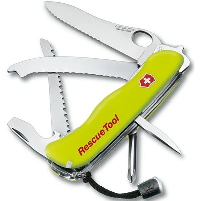 RESCUE TOOL pocket knife serrated blade YELLOW