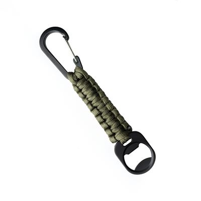 PARACORD keychain with carabiner and bottle opener GREEN