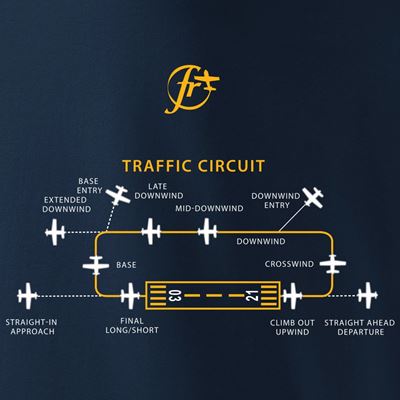 T-shirt with airfield traffic pattern CIRCUIT BLUE