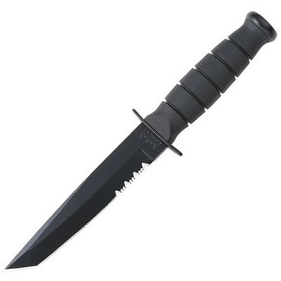 Knife FIGHTING / UTILITY serrated Tanto blade BLACK