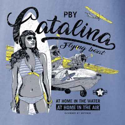 T-Shirt flying boat PBY CATALINA BLUE