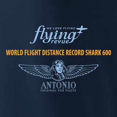 T-shirt world flight distance RECORD BLUE