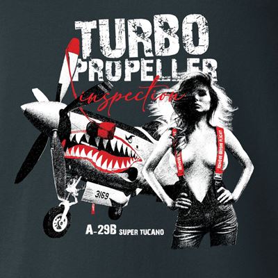 T-shirt TURBO PROPELLER with A-29B Super Tucano aircraft GREY ANTONIO® 0214881 2