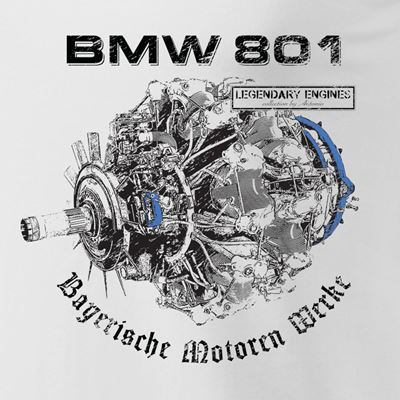 T-shirt with BMW 801 Aircraft Engine WHITE ANTONIO® 0214911 2