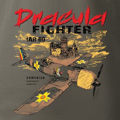 T-shirt with IAR 80 DRACULA aircraft GREY/GREEN ANTONIO® 0214931 2