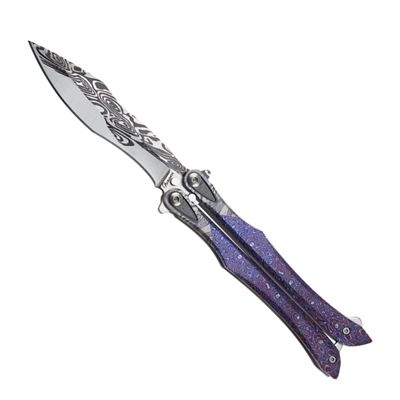 Butterfly knife purple 3D balisong