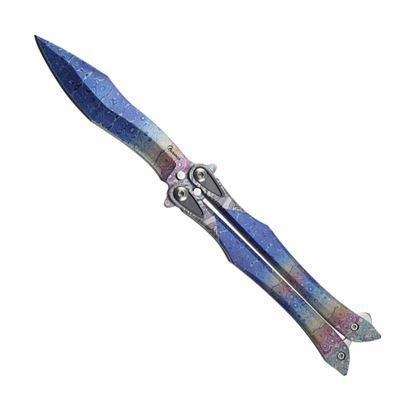 Butterfly knife blue 3D balisong