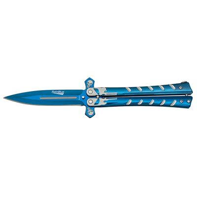 Butterfly knife SKULL BLUE