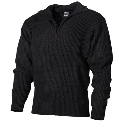 TROYER Icelandic sweater with zipper BLACK