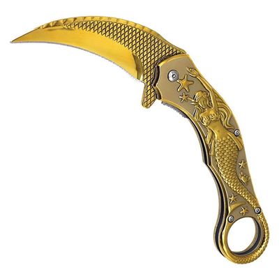 Folding Knife MERMAID karambit GOLD