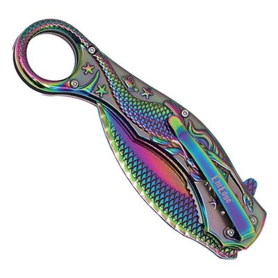 Folding Knife MERMAID karambit RAINBOW
