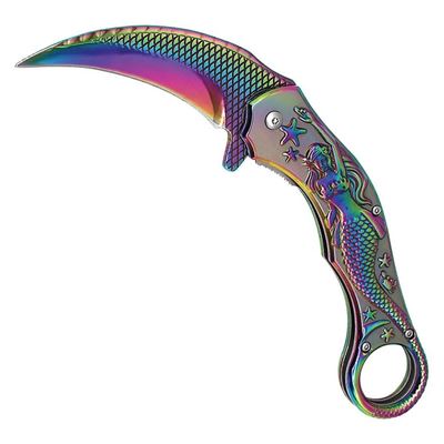 Folding Knife MERMAID karambit RAINBOW