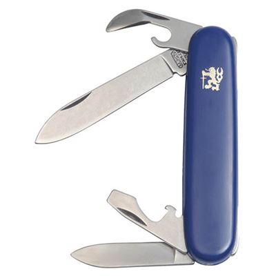Officer folding knife stainless steel handle 4D blue plastic