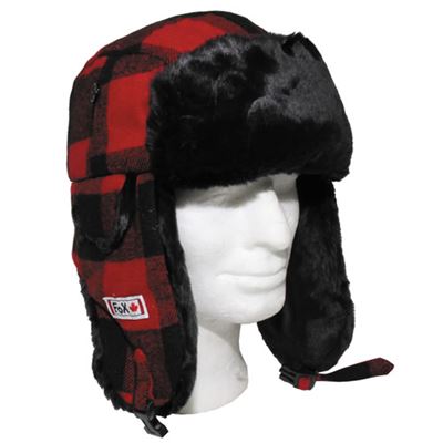 Lumberjack Fur Hat RED-BLACK