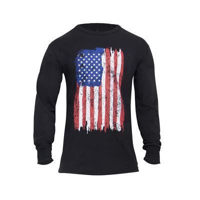 US Flag in Colors Long Sleeve T-Shirt BLACK