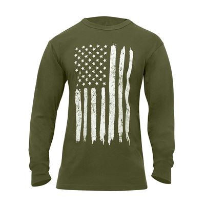 US Flag Long Sleeve T-Shirt GREEN